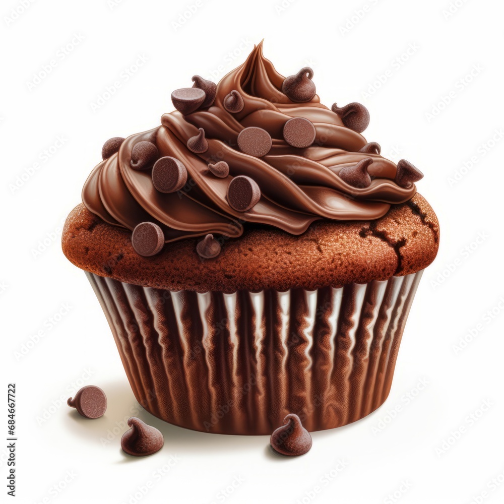 Decadent Delight: A Chocolate Cupcake with Rich, Melting Chocolate Chips on Top vector art Decadent Delight: A Chocolate Cupcake with Rich, Melting Chocolate Chips on Top vector art