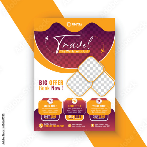 Travel or trip flyer design and brochure cover page template Summer brochure template for travel agency 