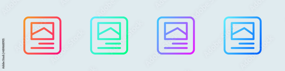 Post line icon in gradient colors. Social media signs vector illustration. Post line icon in gradient colors. Social media signs vector illustration.