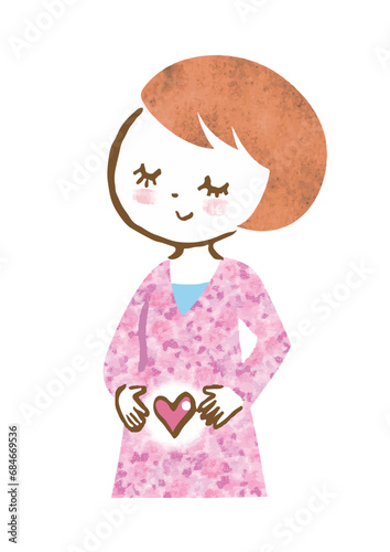 妊娠して幸せを感じる女性の上半身イメージイラスト（上半身）