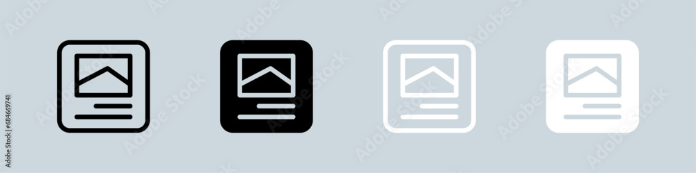 Post icon set in black and white. Social media signs vector illustration. Post icon set in black and white. Social media signs vector illustration.