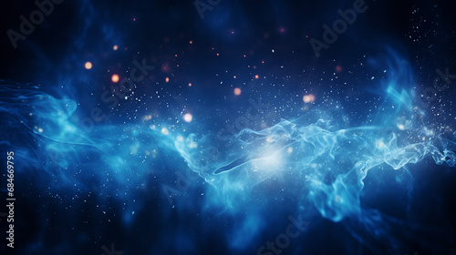 Industrial Abstract Blue Background with Flying Fire