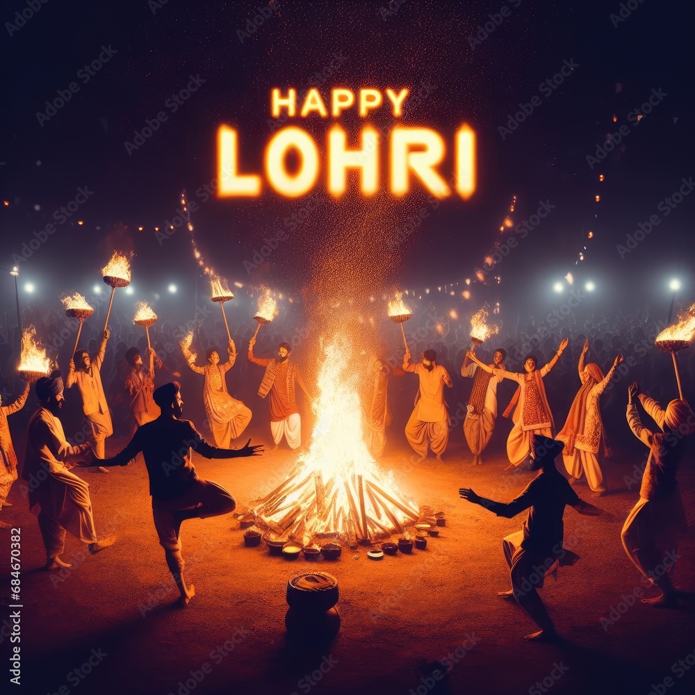 people dancing  Lohri indian holiday background