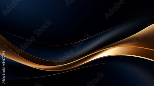 Luxurious abstract black and gold waves background. Futuristic design for modern banner template and invitations. Luxury backdrop with shiny golden lines.