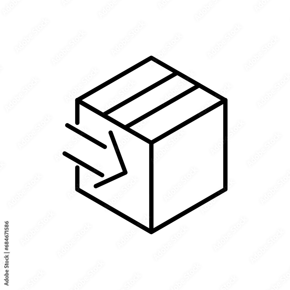 Box delivery with arrow line icon design