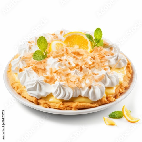 A Sumptuous Lemon Cream Pie on a Crisp, Clean White Plate
