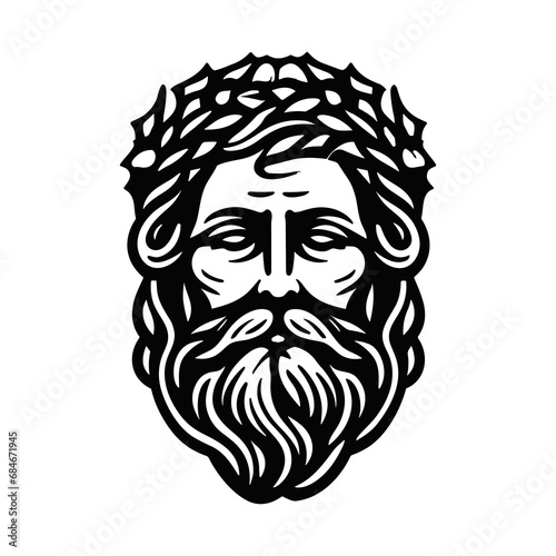 Jesus head illustration, isolated on transparent background.