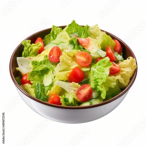 A Burst of Freshness: Vibrant Salad Bowl Overflowing with Crisp Lettuce and Juicy Tomatoes