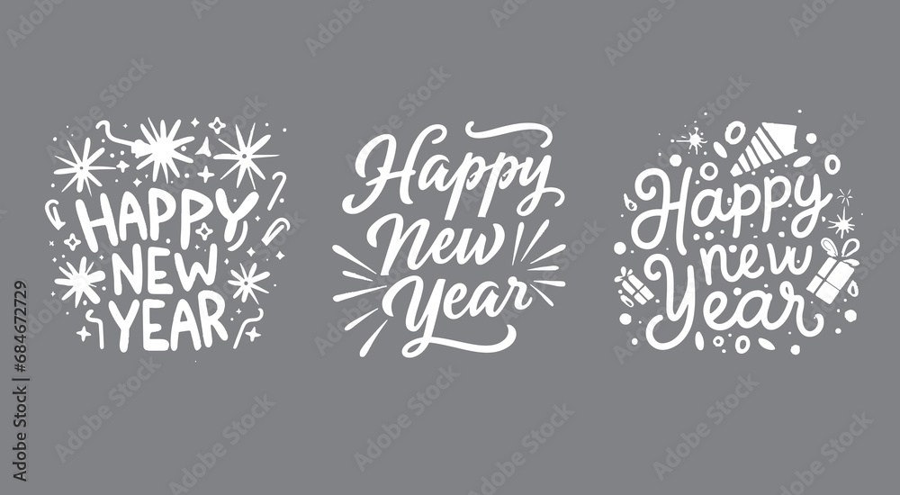 Happy new year 2024. typography signs. Vector. Set of Holiday design for greeting card.
 - obrazy, fototapety, plakaty 