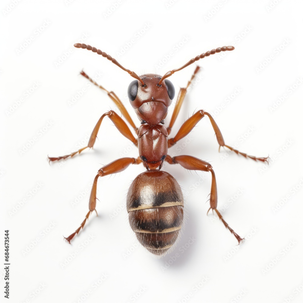 A Macro Shot of a Bug with Intricate Details on a Clean, White Background