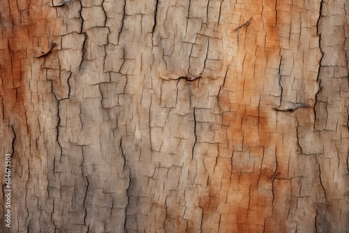 Detailed texture of cracked tree bark. Brown and rusty bark color