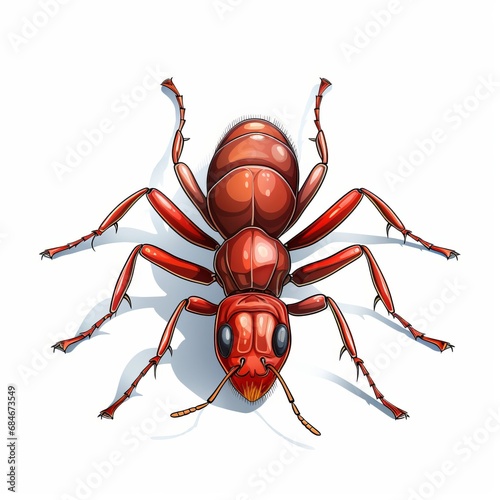 A Red Bug Standing out on a Clean, White Canvas with Minimalist Aesthetic