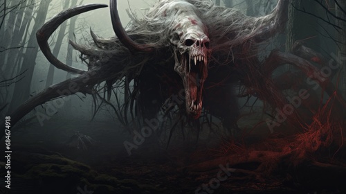 Eerie digital artwork featuring a monstrous creature, a true embodiment of nightmares 