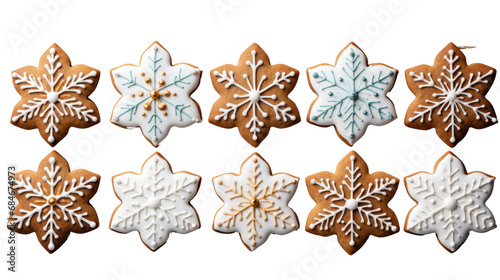 Christmas Gingerbread cookies isolated on white transparent  top view  png