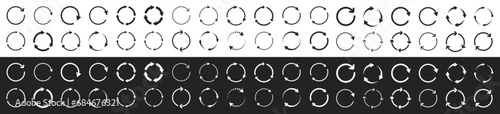 Set of circle arrows. Vector elements. Black loading symbol.