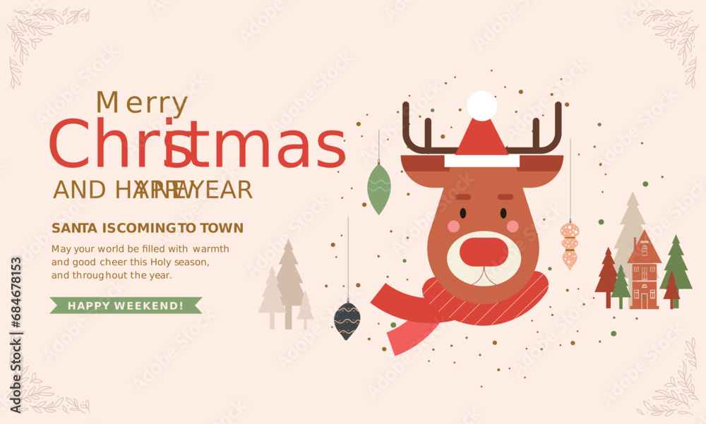 Fototapeta premium merry christmas greeting card with santa