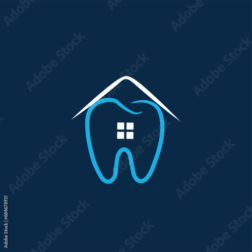 Dental house logo. Tooth Care Logo for Dentists and Clinics with Tooth House