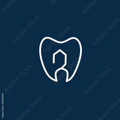 Dental house logo. Tooth Care Logo for Dentists and Clinics with Tooth House