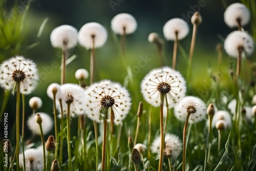 Picture of a field of white dandelion