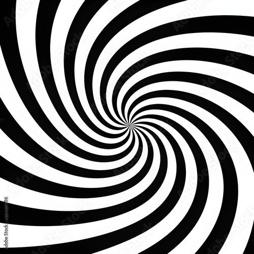 Black and white spiral. Hypnotic icon, vector illusion.