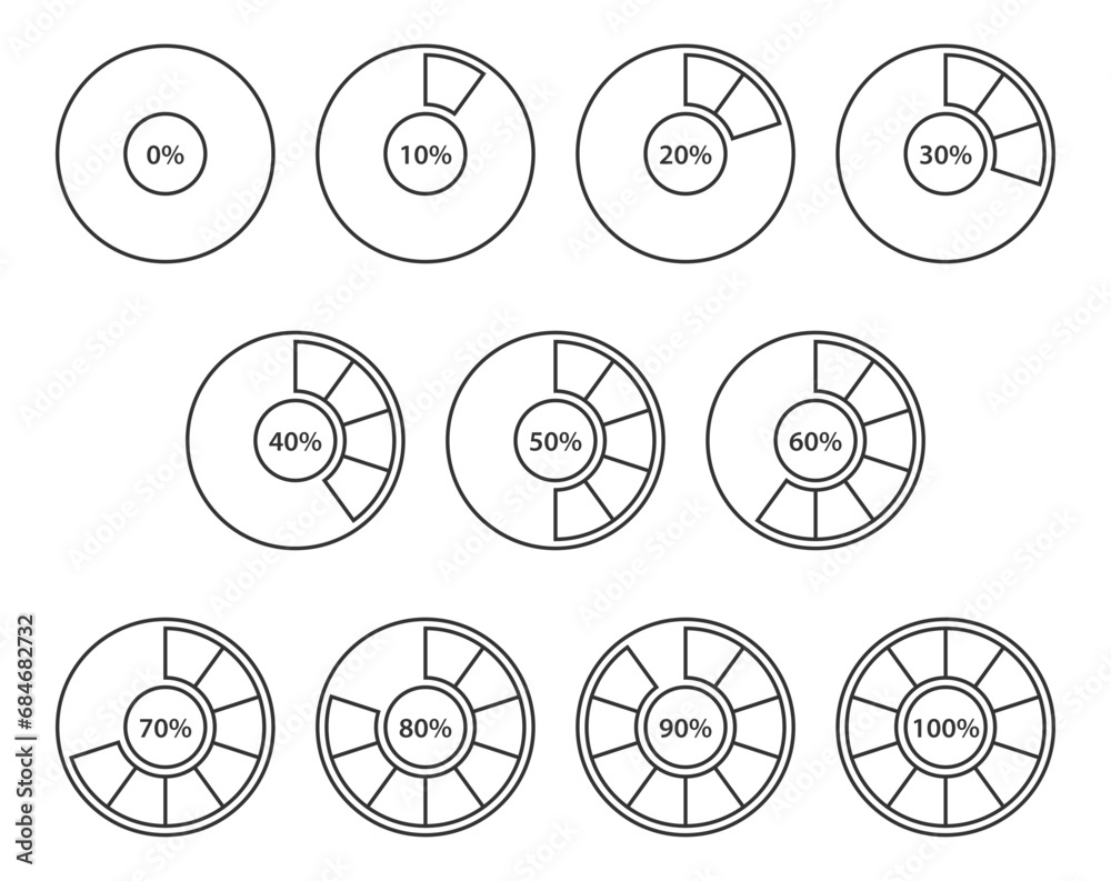 Set pie chart icons. Circle diagram vector. Collection Charts graphs ...