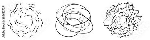 Fototapeta Naklejka Na Ścianę i Meble -  Swirl design elements. Abstract curve cartoon graphic design. Set of twist circular vortex