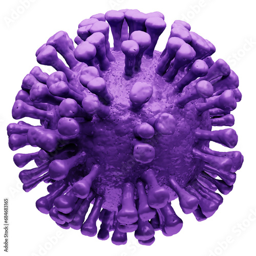 Illustration of a purple virus cell on transparent background photo