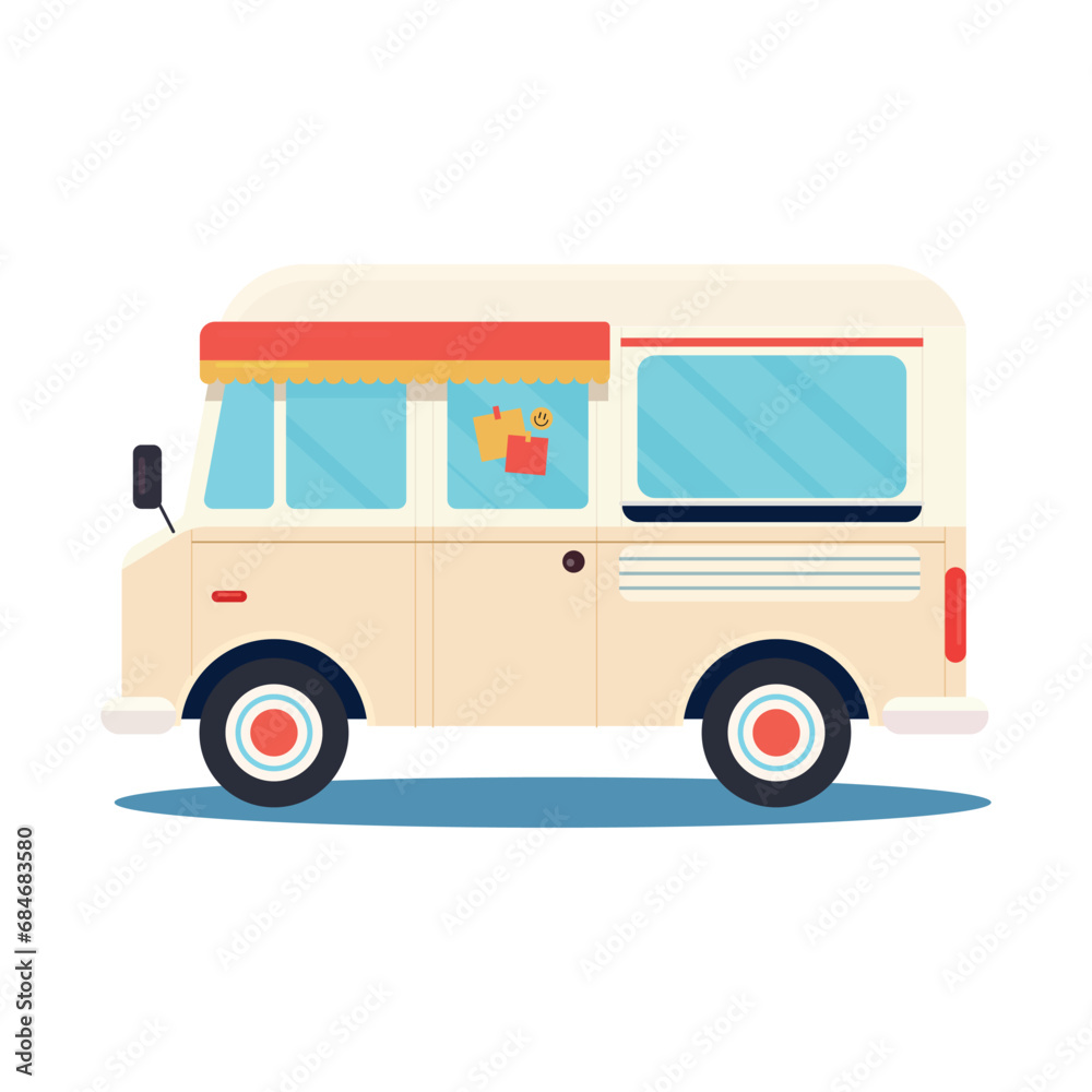 colorful summer ice cream food truck snack business vehicle design vector