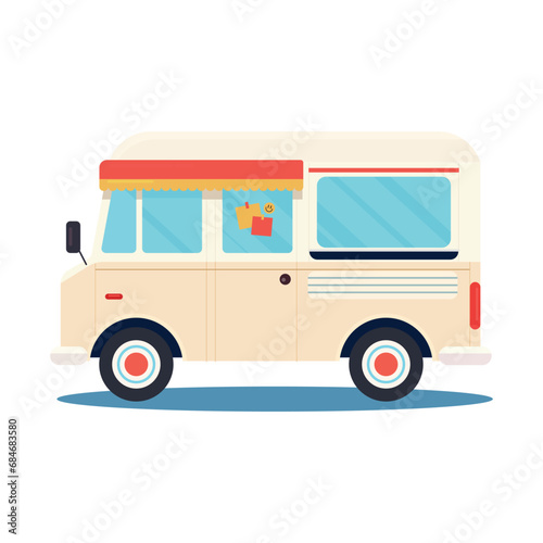 colorful summer ice cream food truck snack business vehicle design vector