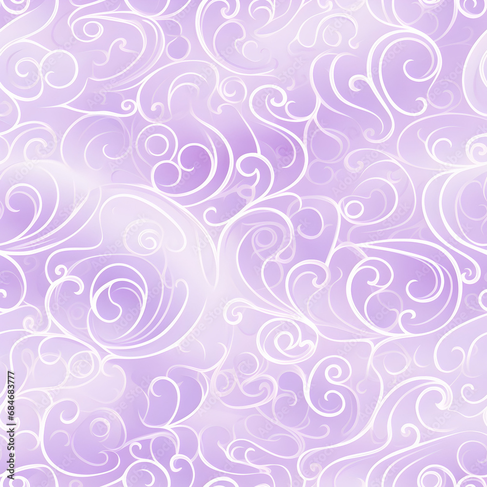 extremely colurful and whimsicle swirly and flowery background, love shape,subtle purple tone 