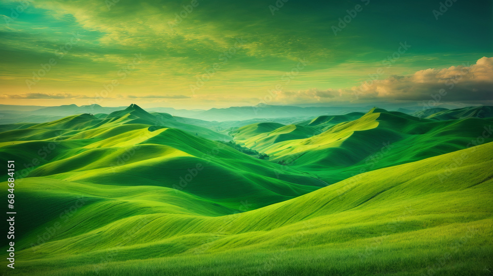 landscape with green grass and sky landscape with green grass and sky
