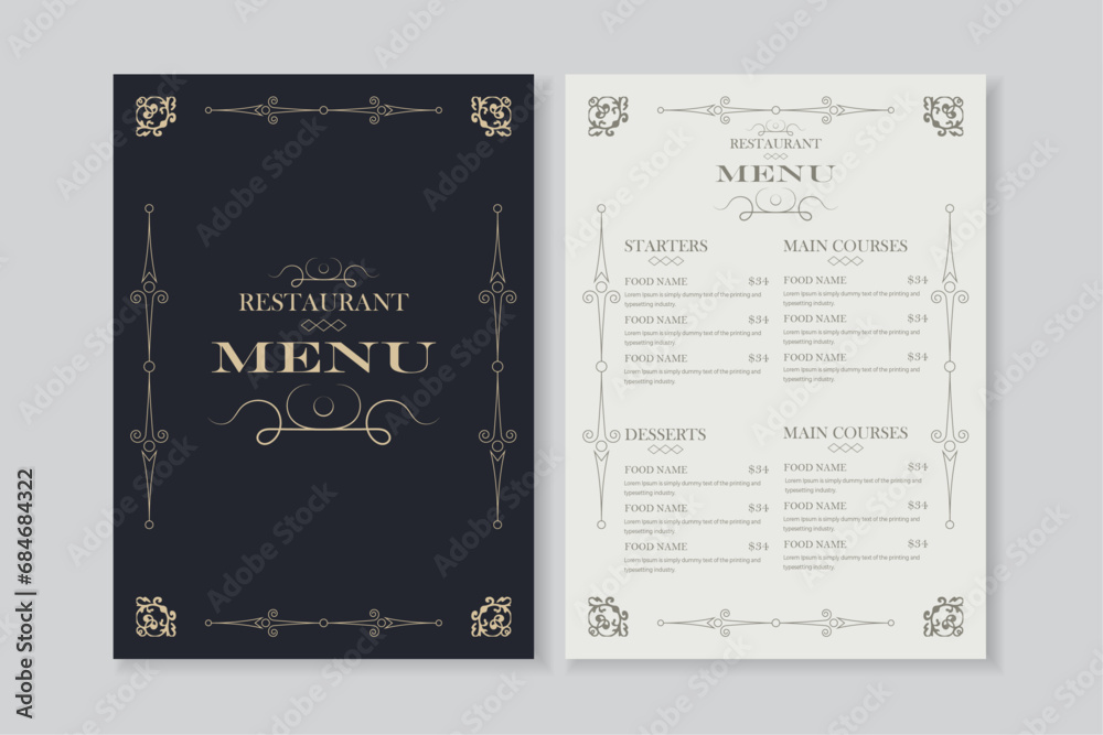  Luxury restaurant food menu design  - obrazy, fototapety, plakaty 