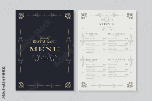  Luxury restaurant food menu design 