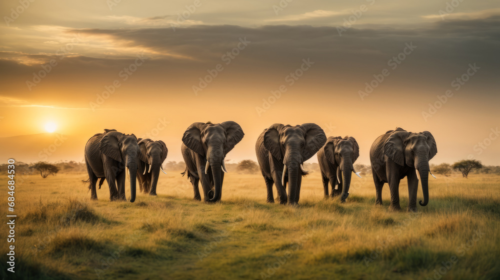 Fototapeta premium herd of elephants