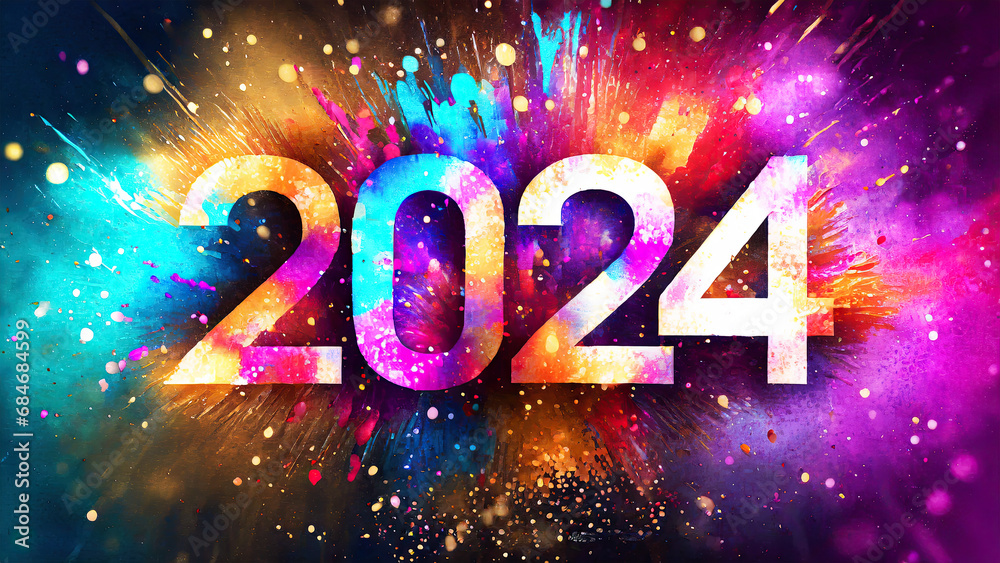 A visually impactful banner for the New Year 2024. Featuring an