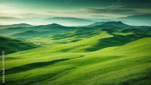 landscape with green grass and sky