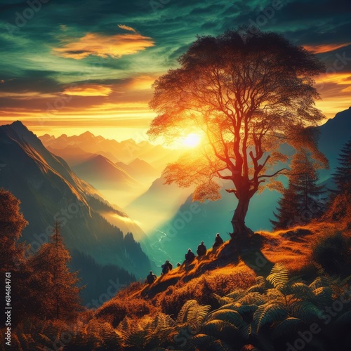 sunset in the mountains beautiful nature background