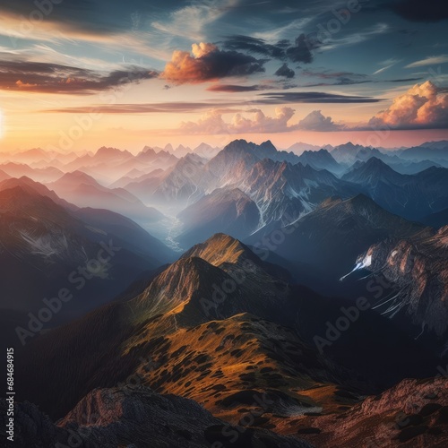sunset in the mountains beautiful nature background