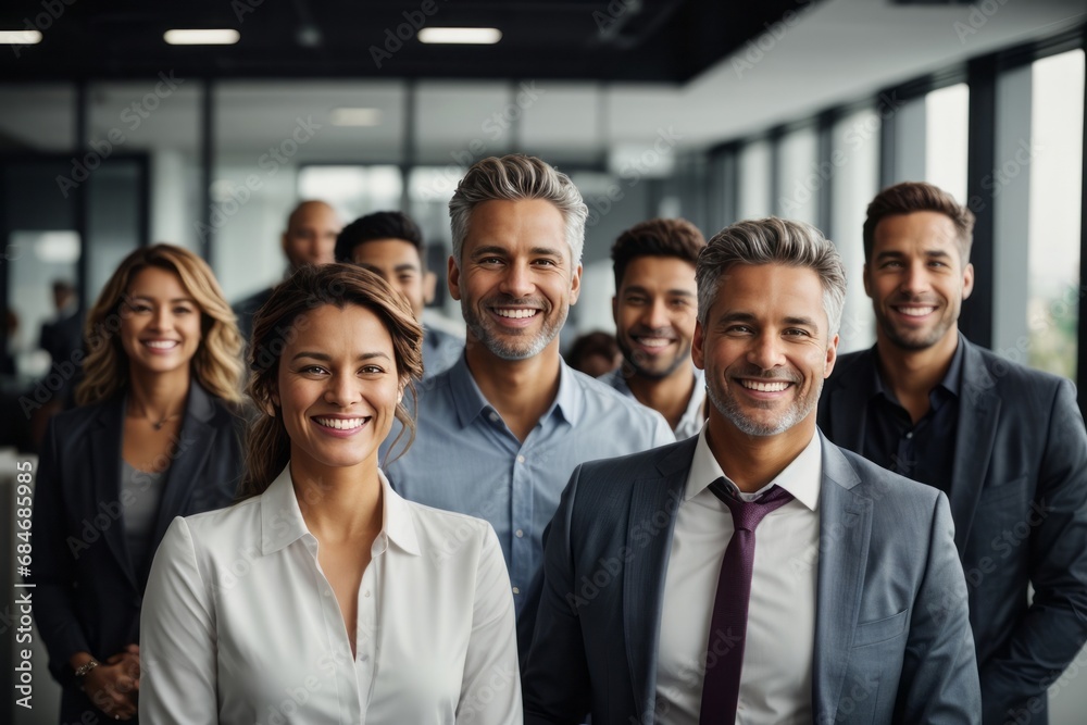 Group Portrait of successful smiling businessmen, multi ethnic business team standing and looking at camera. Group Portrait of successful smiling businessmen, multi ethnic business team standing and looking at camera.