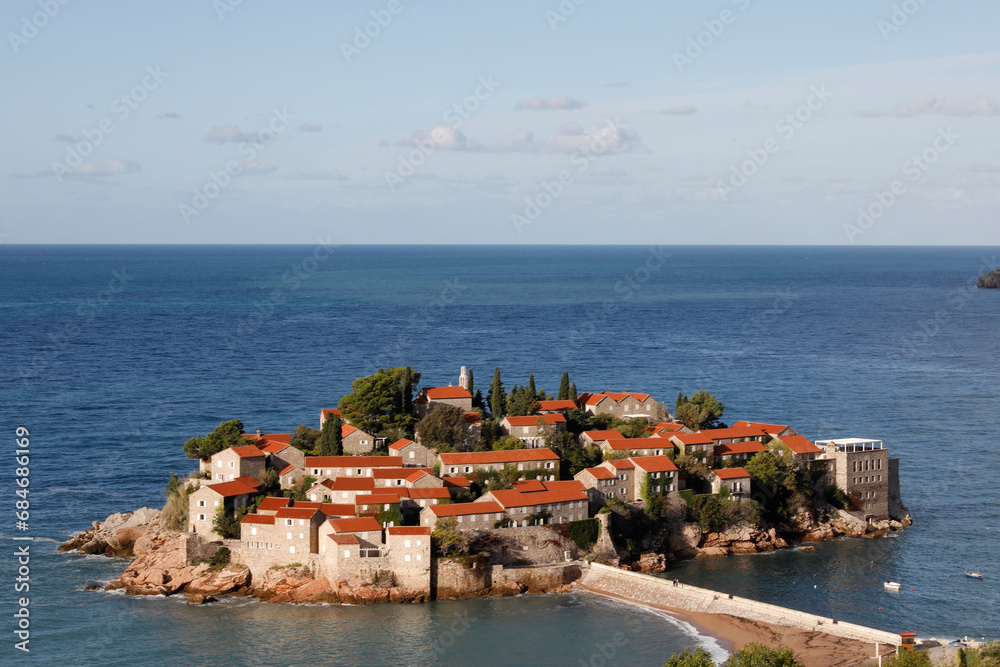 Sveti Stefan island village, now a luxury hotel in Montenegro