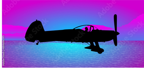 avión, vector, silueta, aeronave, aeroplano