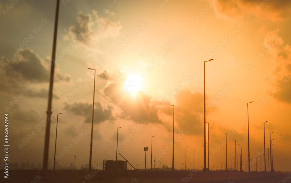 Beautiful sky at sunset, clouds during sunset. High quality photo