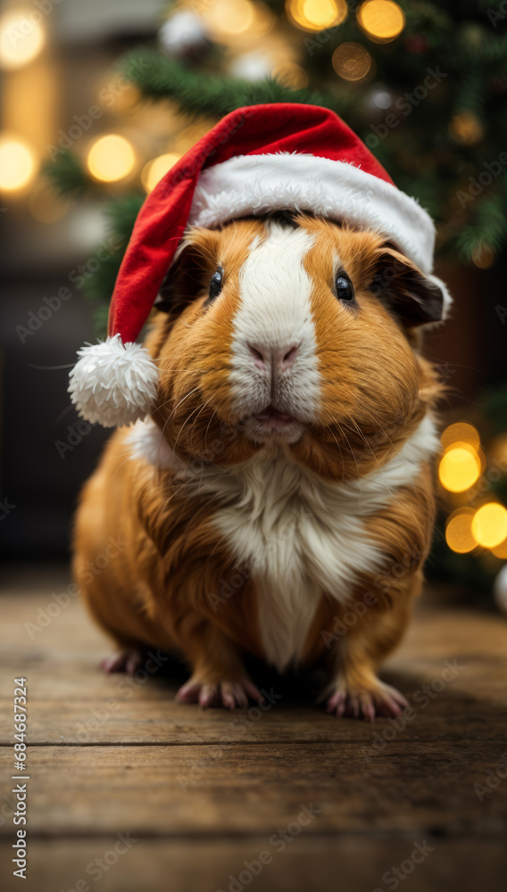 guinea pig in Santa hat
