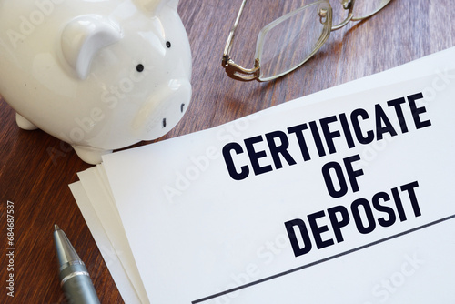 Certificate of deposit CD is shown using the text photo