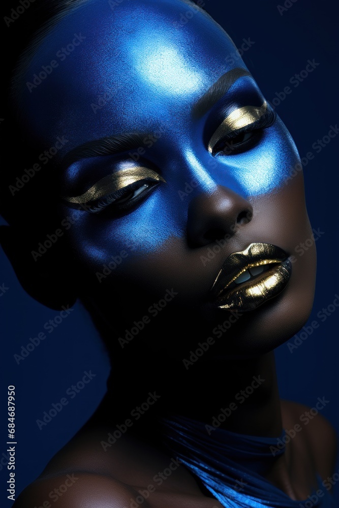 Fashion Portrait closeup of beautiful black woman. Beauty african face.