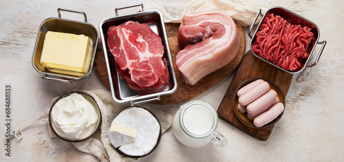 Slika na platnu Saturated fats on tables