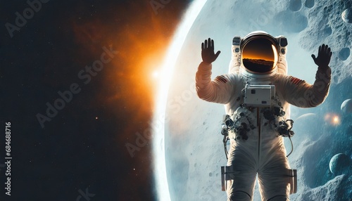 Astronaut watching the sunset from the moon.
