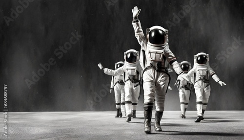 Astronaut is dancing in a amazing bacground. photo