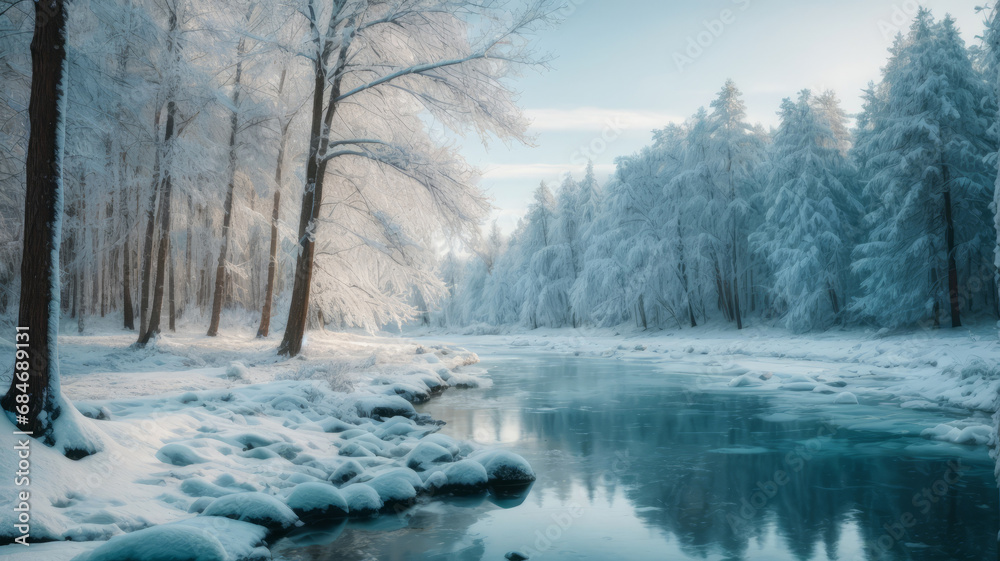 winter landscape with river