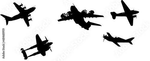 avión, vector, silueta, aeronave, aeroplano
